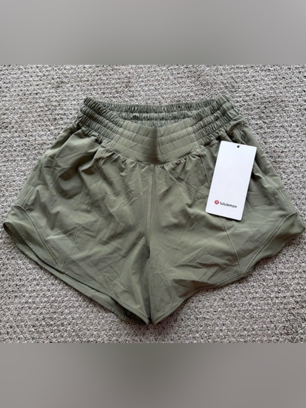 NWT lululemon athletica Olive Athletic Shorts with Elastic Waistband 4 Tall